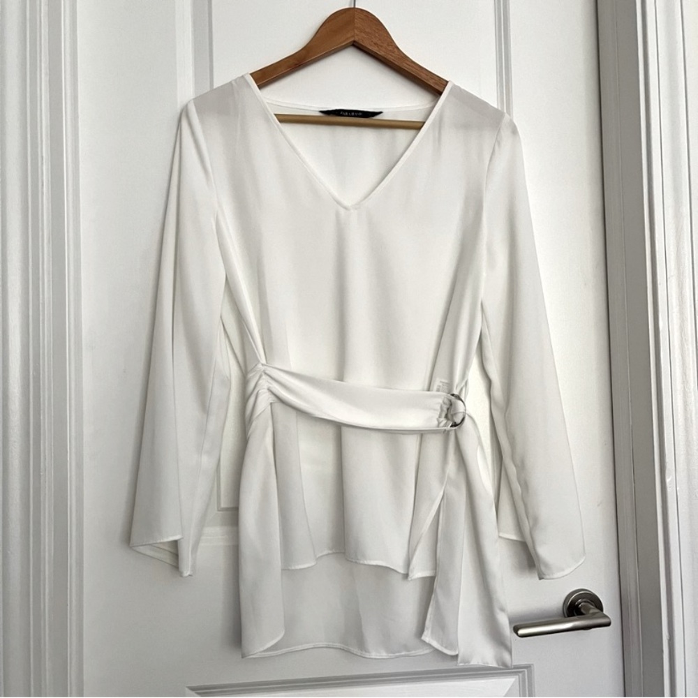 Zara basic v-neck tunic-style blouse